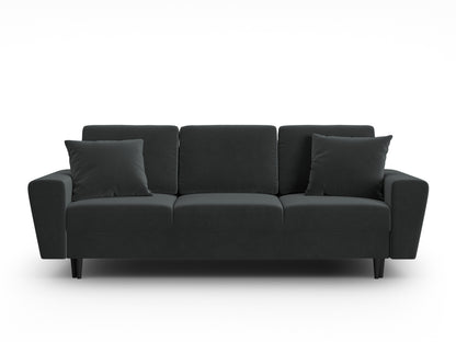 Kyoto Sofa With Bed Function And Box, 3 Seats, 235x100 cm — Dark Grey / Black Beech Wood