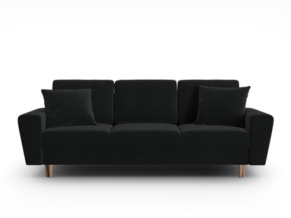 Kyoto Sofa With Bed Function And Box, 3 Seats, 235x100 cm — Black / Natural Beech Wood