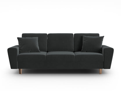 Kyoto Sofa With Bed Function And Box, 3 Seats, 235x100 cm — Dark Grey / Natural Beech Wood