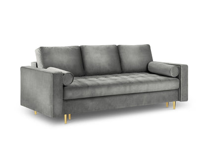 Aspen Sofa With Bed Function And Box, 3 Seats, 225x100 cm — Grey / Gold Metal