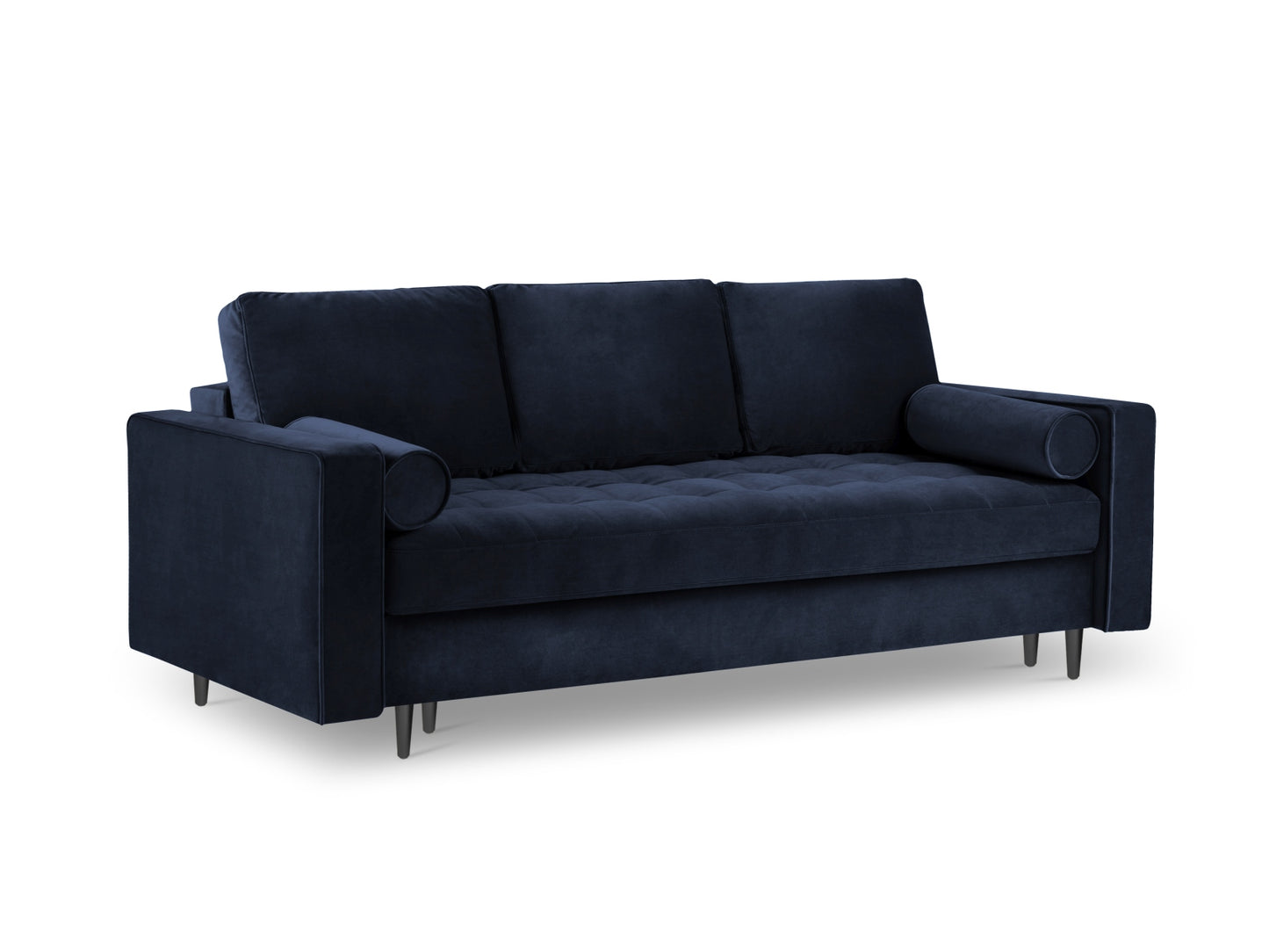 Aspen Sofa With Bed Function And Box, 3 Seats, 225x100 cm — Royal Blue / Black Chrome Metal