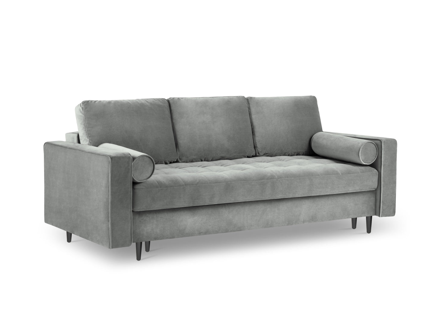 Aspen Sofa With Bed Function And Box, 3 Seats, 225x100 cm — Grey / Black Chrome Metal