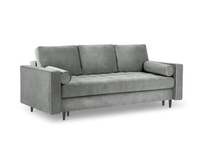 Aspen Sofa With Bed Function And Box, 3 Seats, 225x100 cm — Grey / Black Chrome Metal