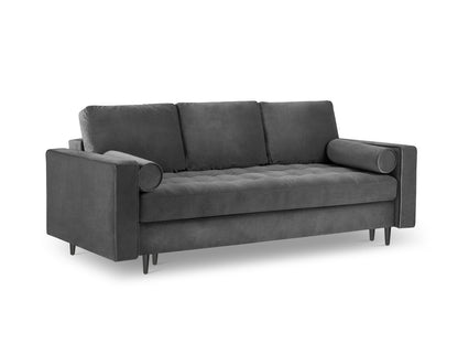 Aspen Sofa With Bed Function And Box, 3 Seats, 225x100 cm — Dark Grey / Black Chrome Metal