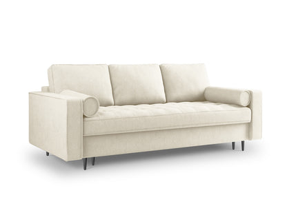 Aspen Sofa With Bed Function And Box, 3 Seats, 225x100 cm — Light Beige / Black Chrome Metal