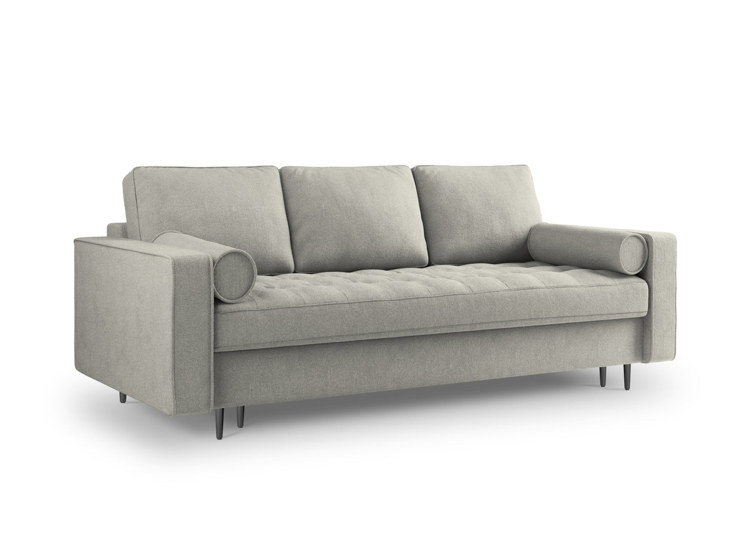 Aspen Sofa With Bed Function And Box, 3 Seats, 225x100 cm — Light Grey / Black Chrome Metal