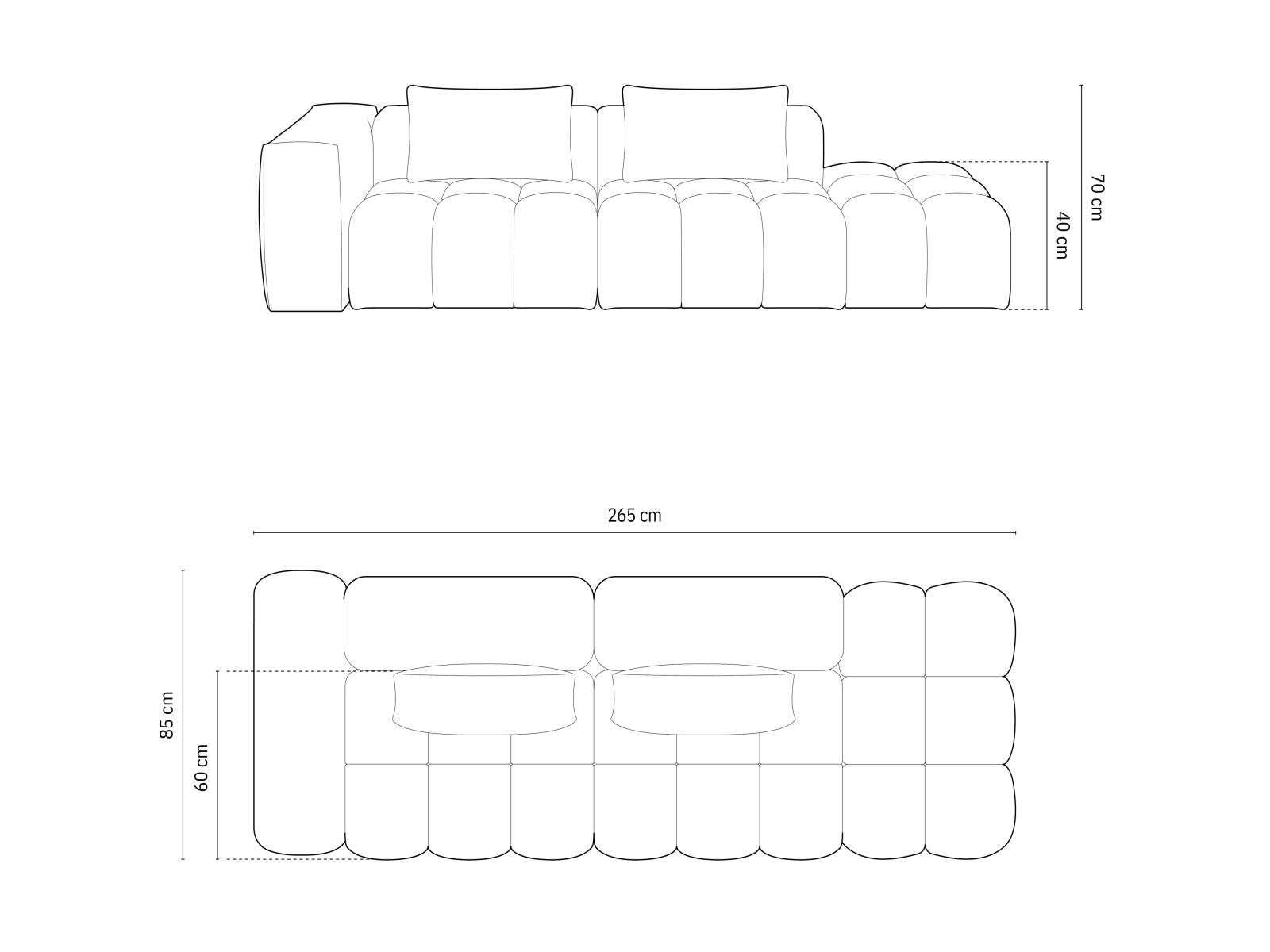 Verona Modular Sofa, 4 Seats, 265x85 cm