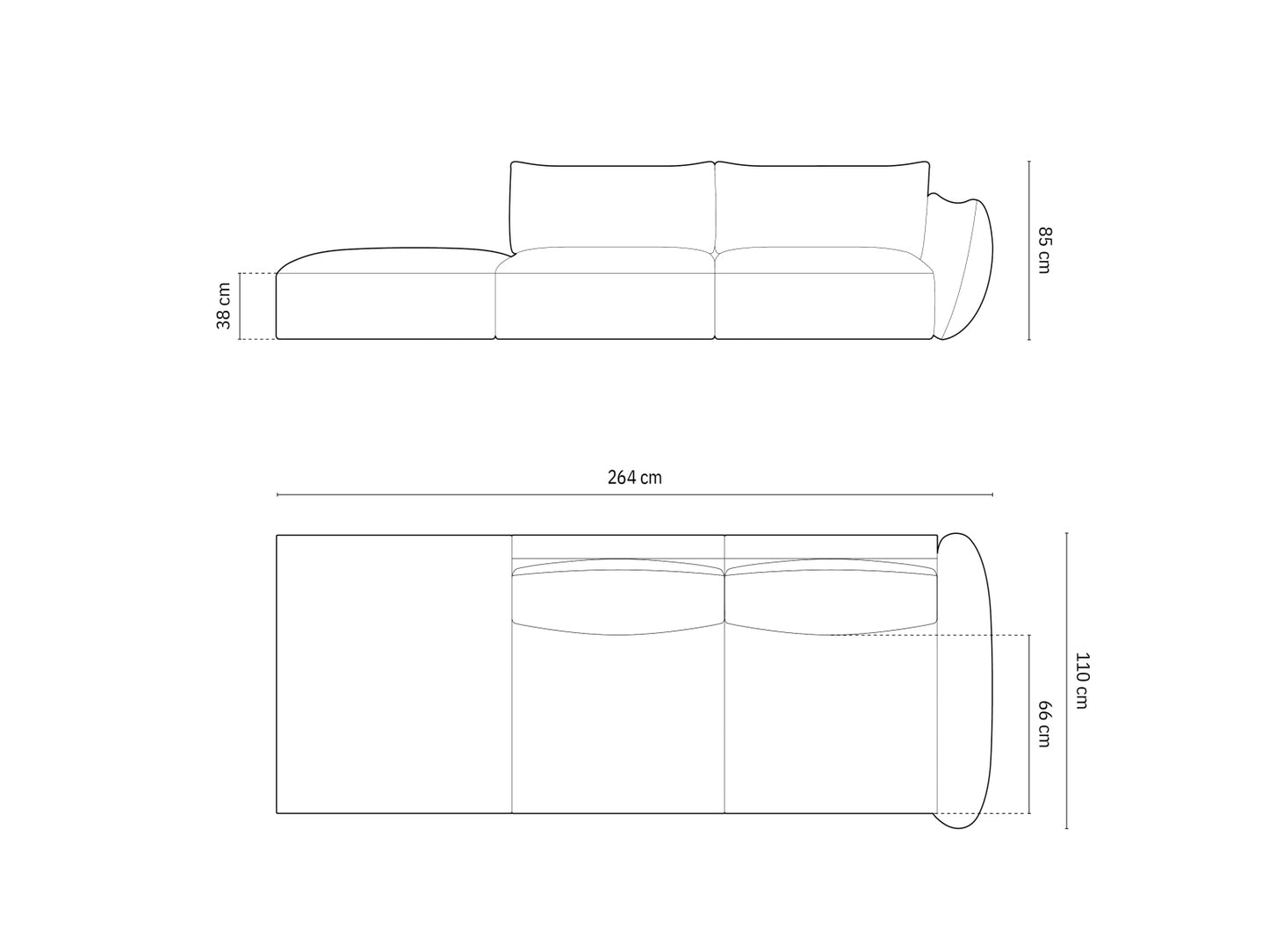 Matera Sofa, 4 Seats, 264x110 cm