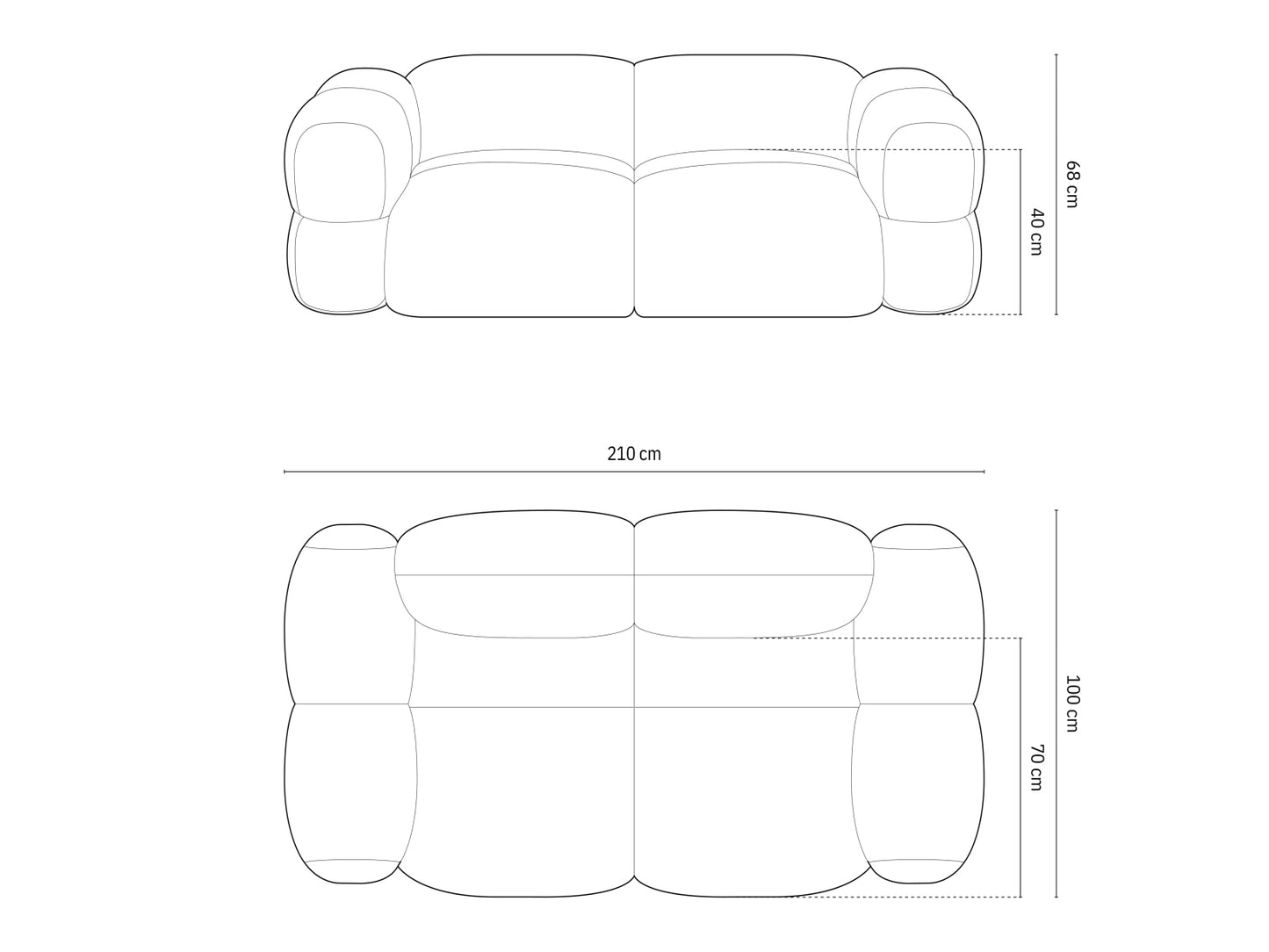 Loretto Sofa, 3 Seats, 210x100 cm