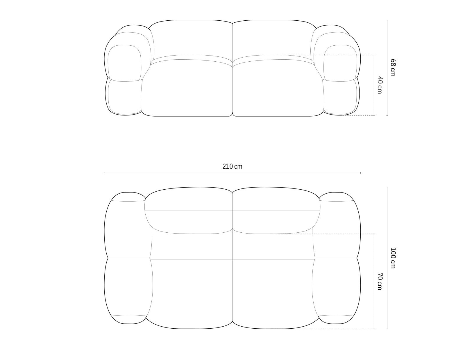 Loretto Sofa, 3 Seats, 210x100 cm