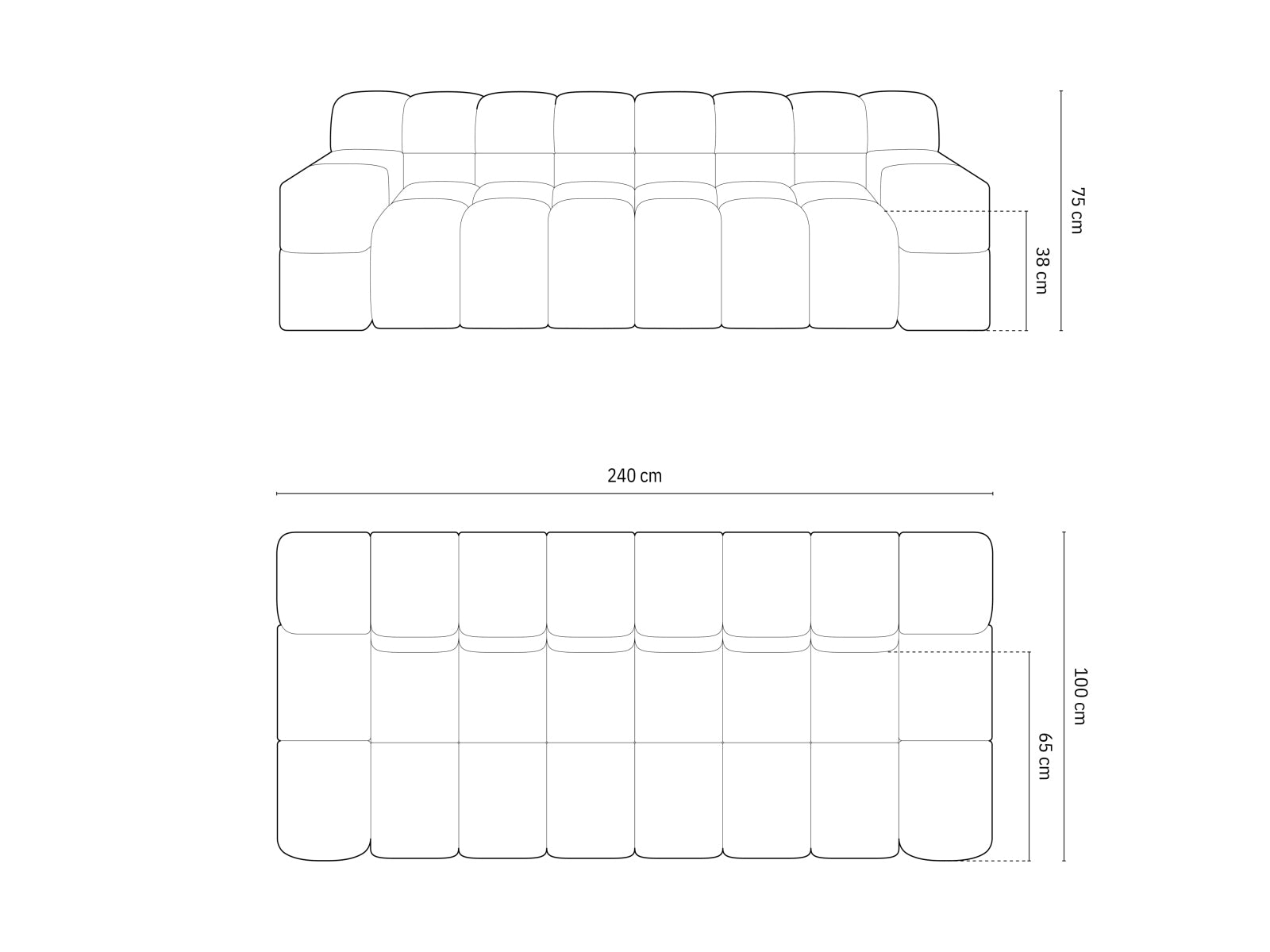 Hawaii Sofa, 3 Seats, 240x100 cm