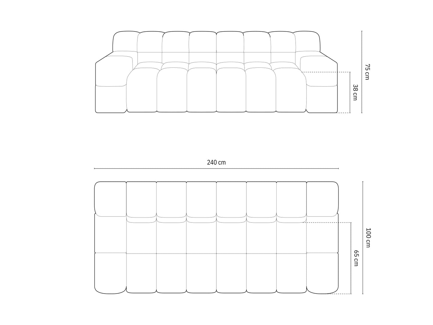 Hawaii Sofa, 3 Seats, 240x100 cm