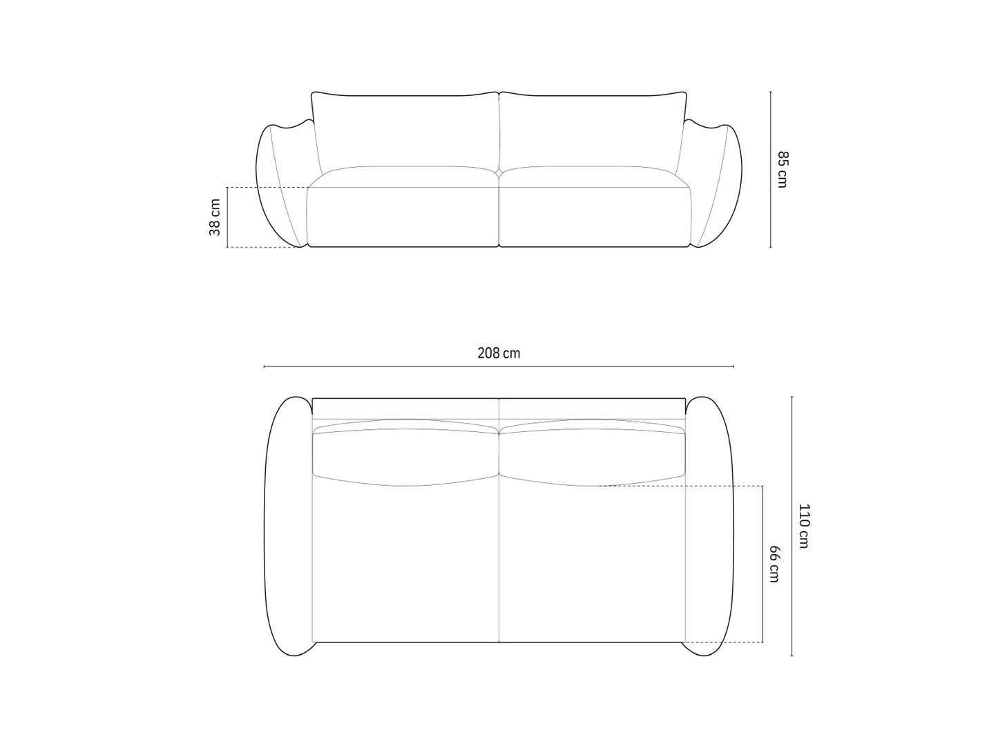 Matera Sofa, 3 Seats, 208x110 cm