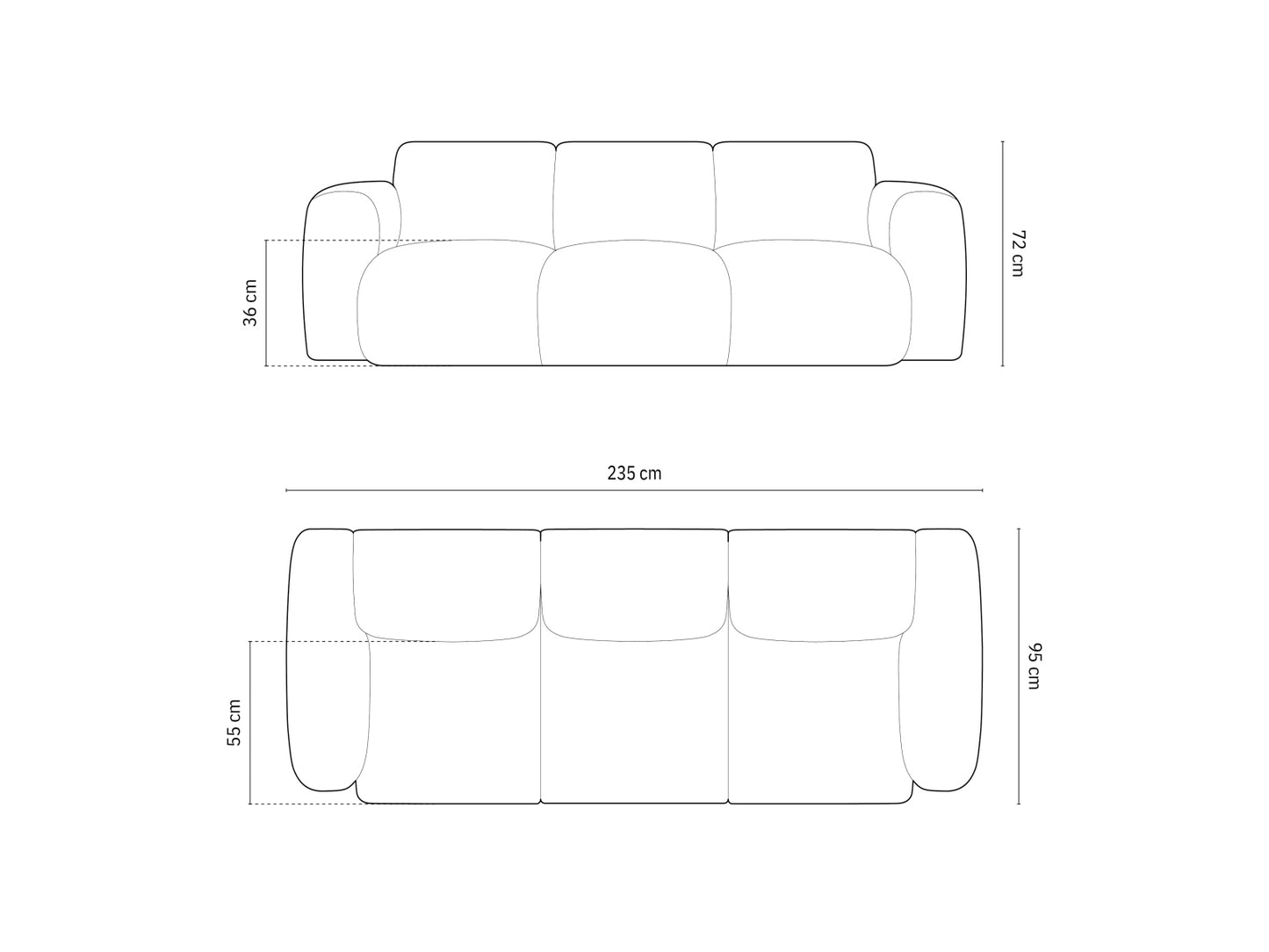 Nolio Sofa, 3 Seats, 235x95 cm
