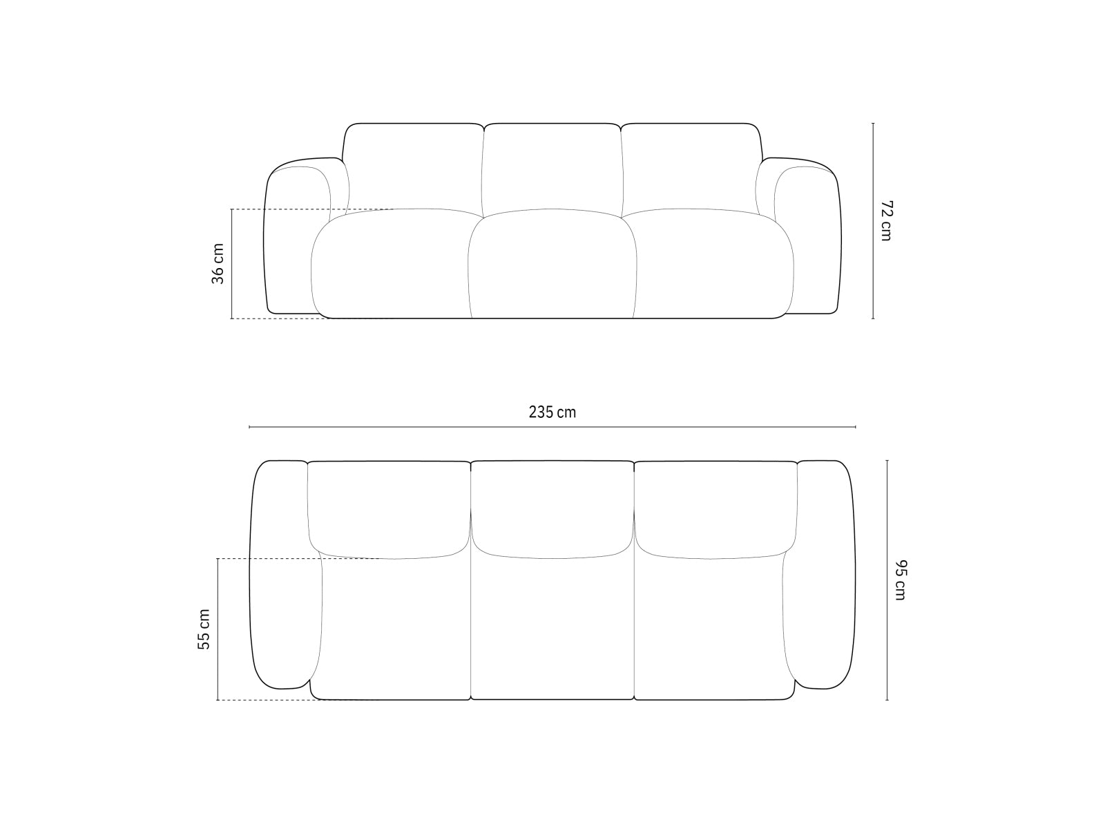 Nolio Sofa, 3 Seats, 235x95 cm