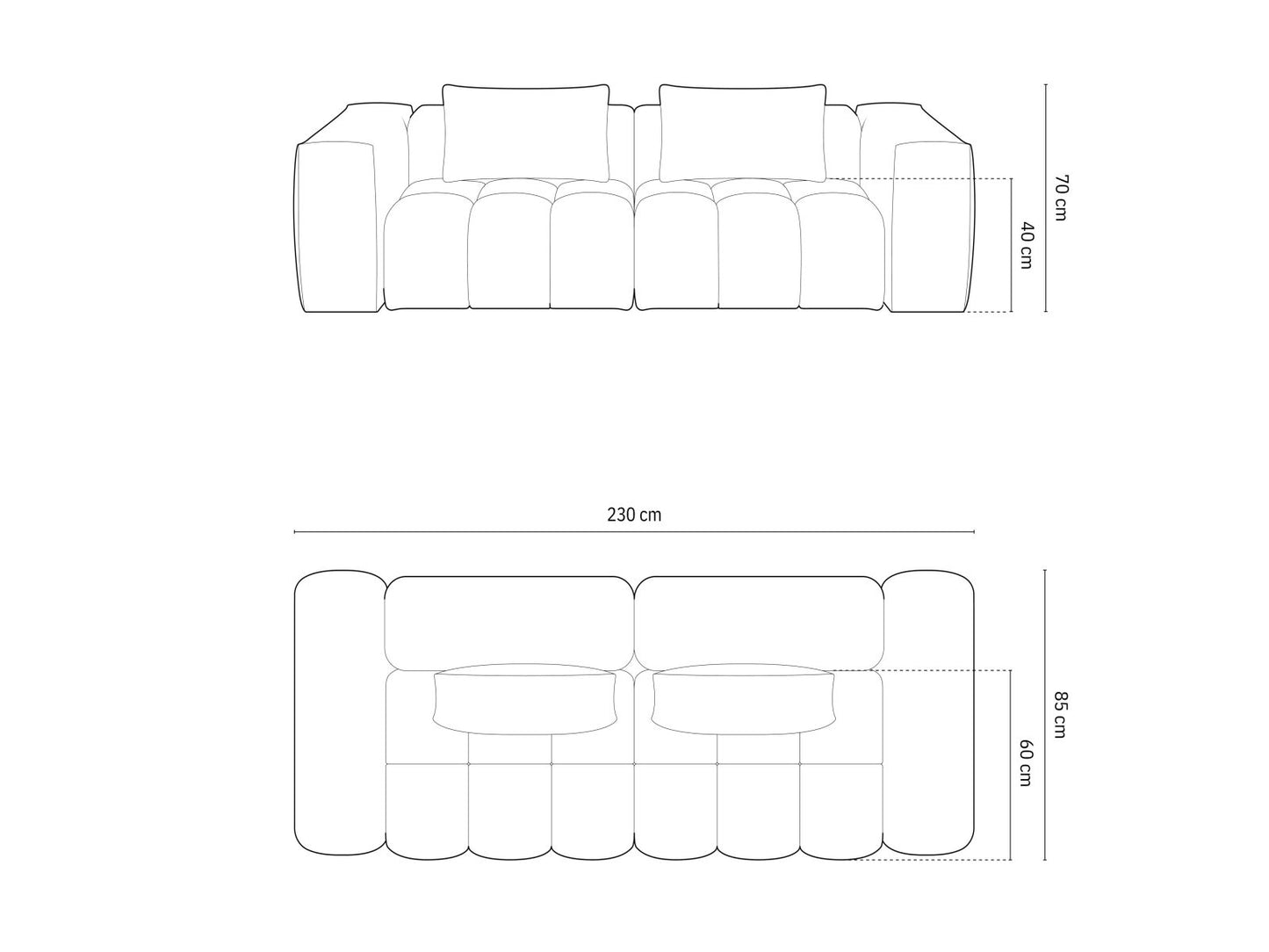 Verona Modular Sofa, 3 Seats, 230x85 cm