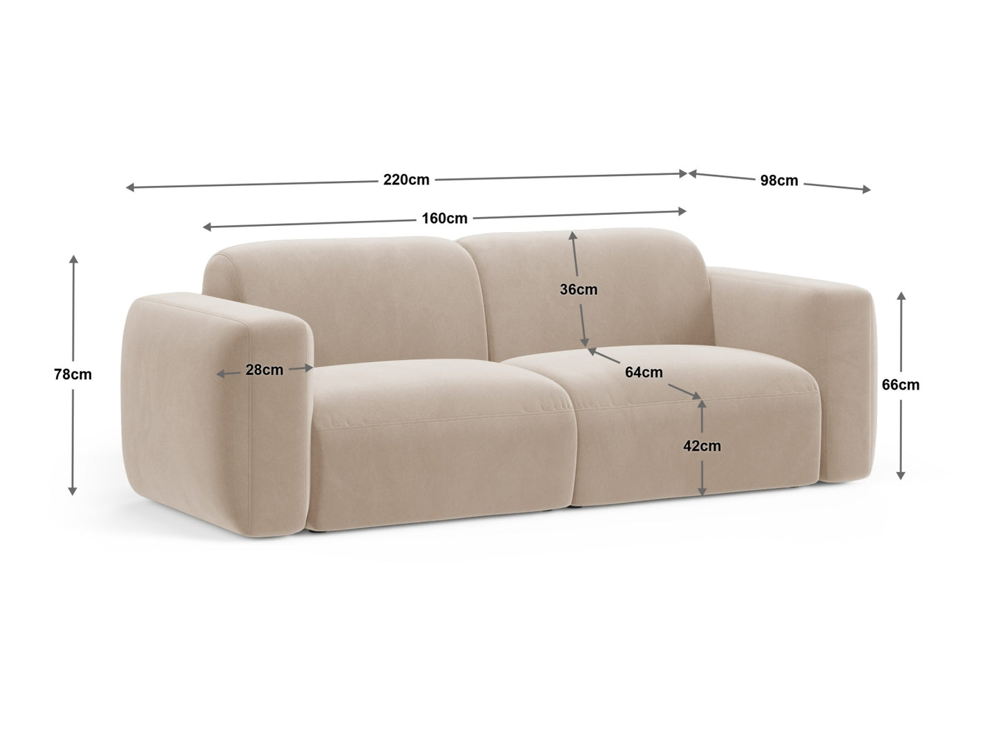 Strino Modular Sofa, 3 Seats, 220x98 cm