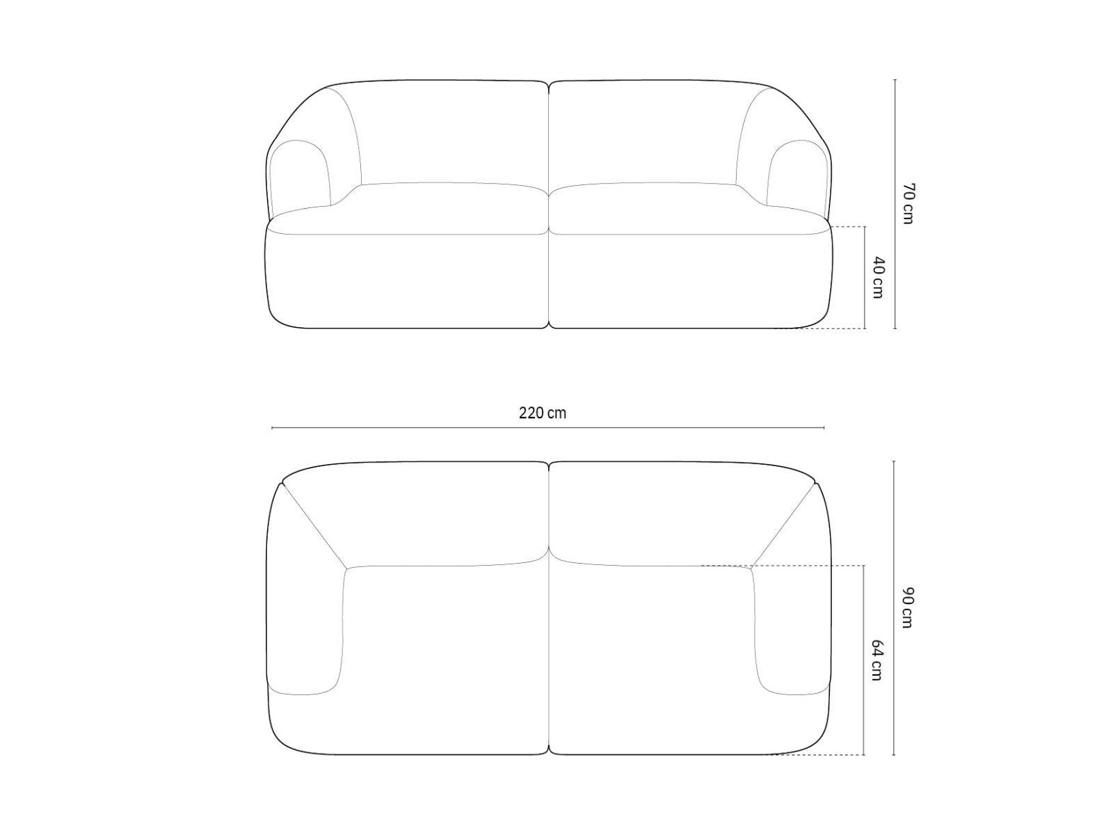 Campi Modular Sofa, 3 Seats, 220x90 cm