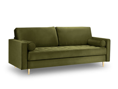 Aspen Sofa, 3 Seats, 219x90 cm — Green / Gold Metal