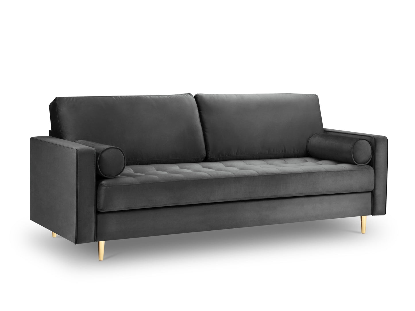 Aspen Sofa, 3 Seats, 219x90 cm — Dark Grey / Gold Metal