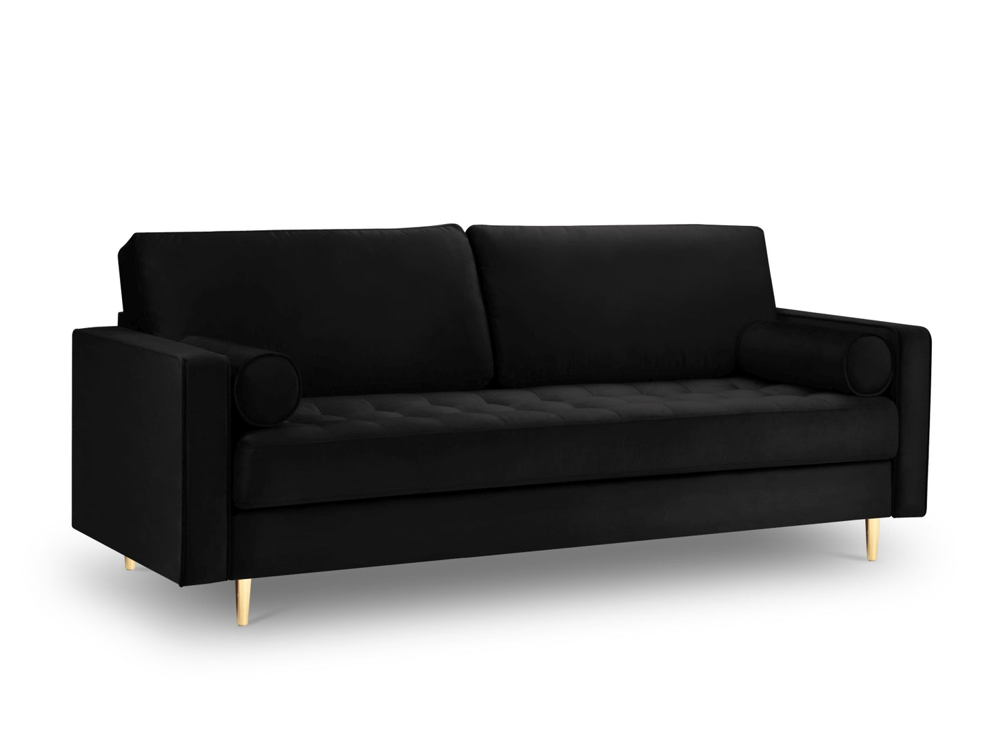 Aspen Sofa, 3 Seats, 219x90 cm — Black / Gold Metal