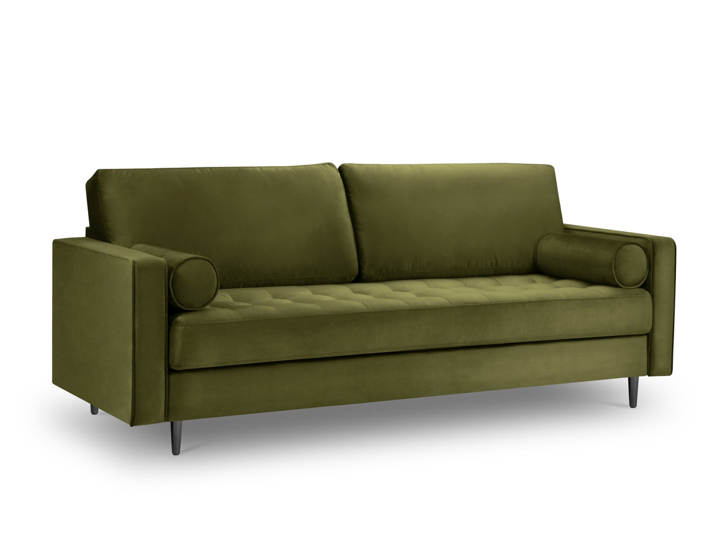 Aspen Sofa, 3 Seats, 219x90 cm — Green / Black Chrome Metal