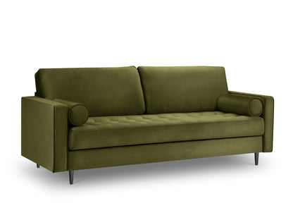 Aspen Sofa, 3 Seats, 219x90 cm — Green / Black Chrome Metal