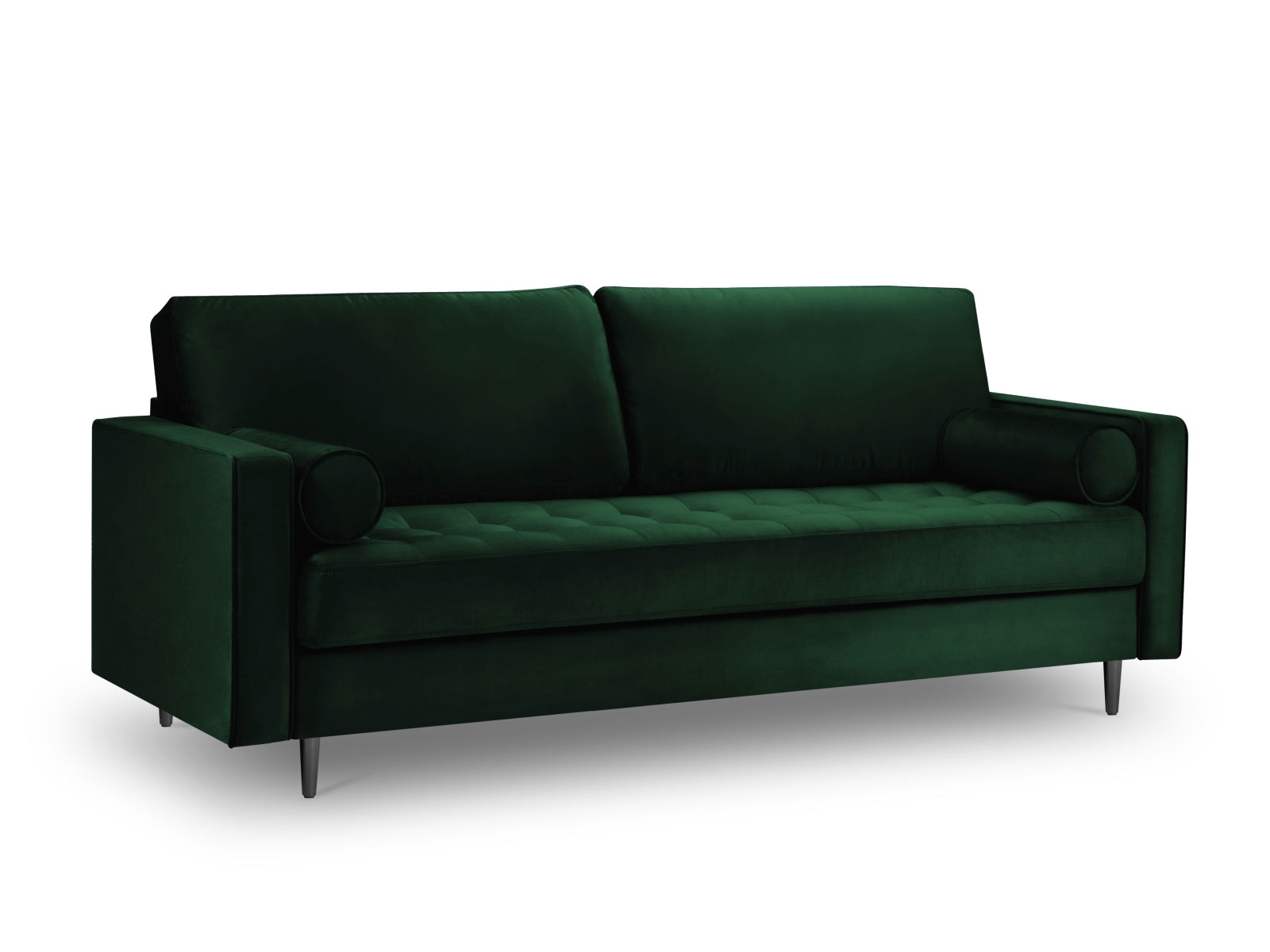 Aspen Sofa, 3 Seats, 219x90 cm — Bottle Green / Black Chrome Metal