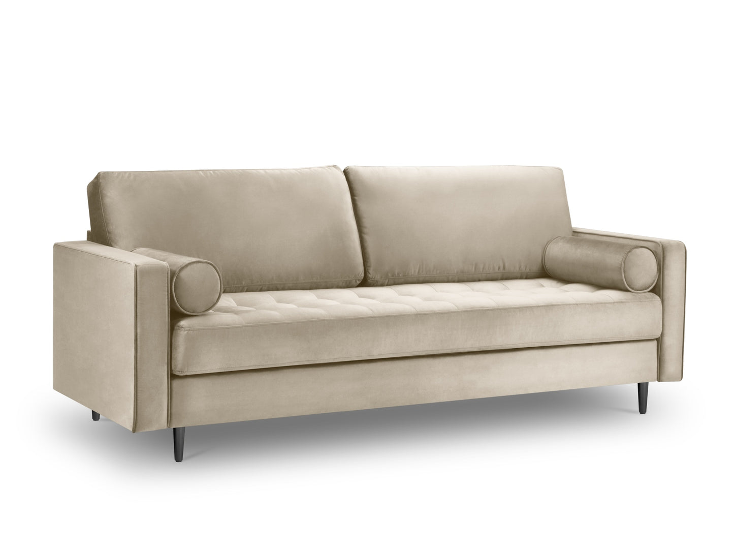 Aspen Sofa, 3 Seats, 219x90 cm — Dark Beige / Black Chrome Metal