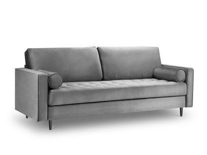 Aspen Sofa, 3 Seats, 219x90 cm — Grey / Black Chrome Metal