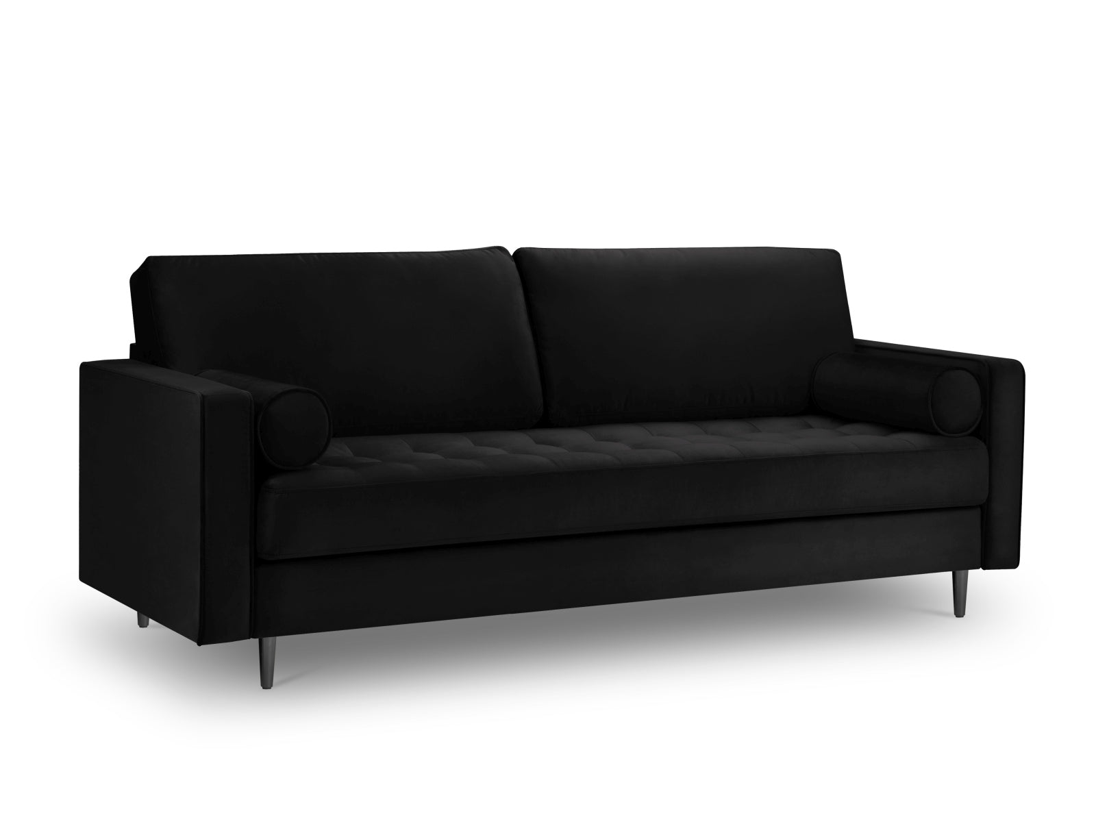 Aspen Sofa, 3 Seats, 219x90 cm — Black / Black Chrome Metal