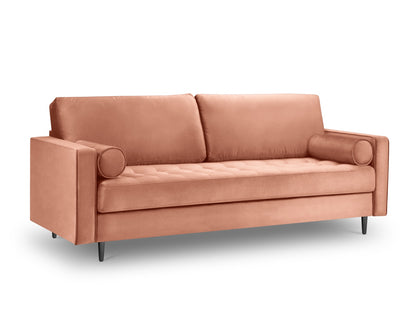 Aspen Sofa, 3 Seats, 219x90 cm — Pink / Black Chrome Metal