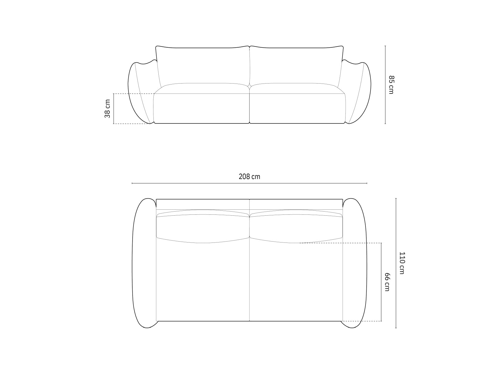 Matera Sofa, 3 Seats, 208x110 cm