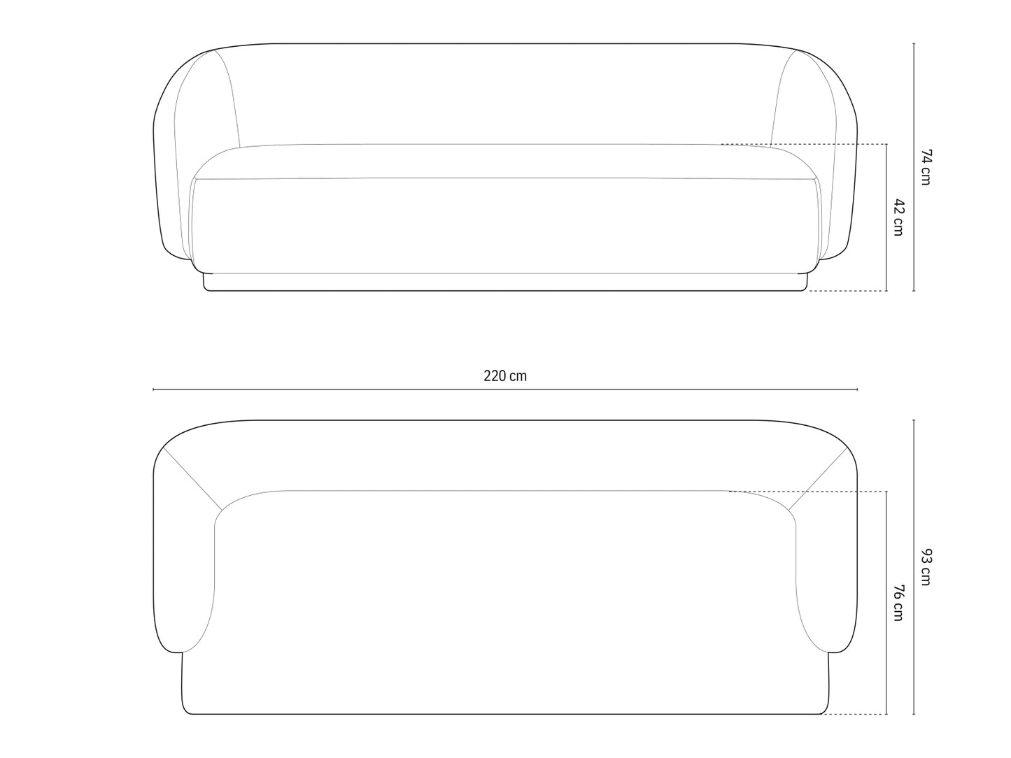 Gomera Sofa, 3 Seats, 220x93 cm