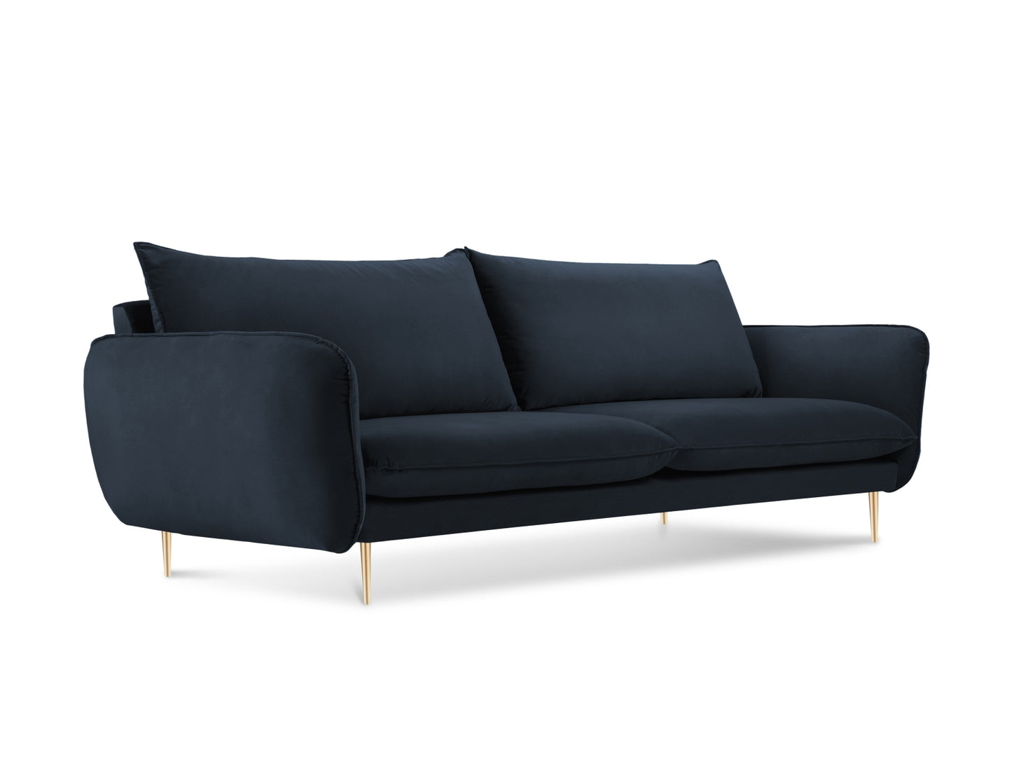 Vienna Sofa, 3 Seats, 200x92 cm — Dark Blue / Gold Metal