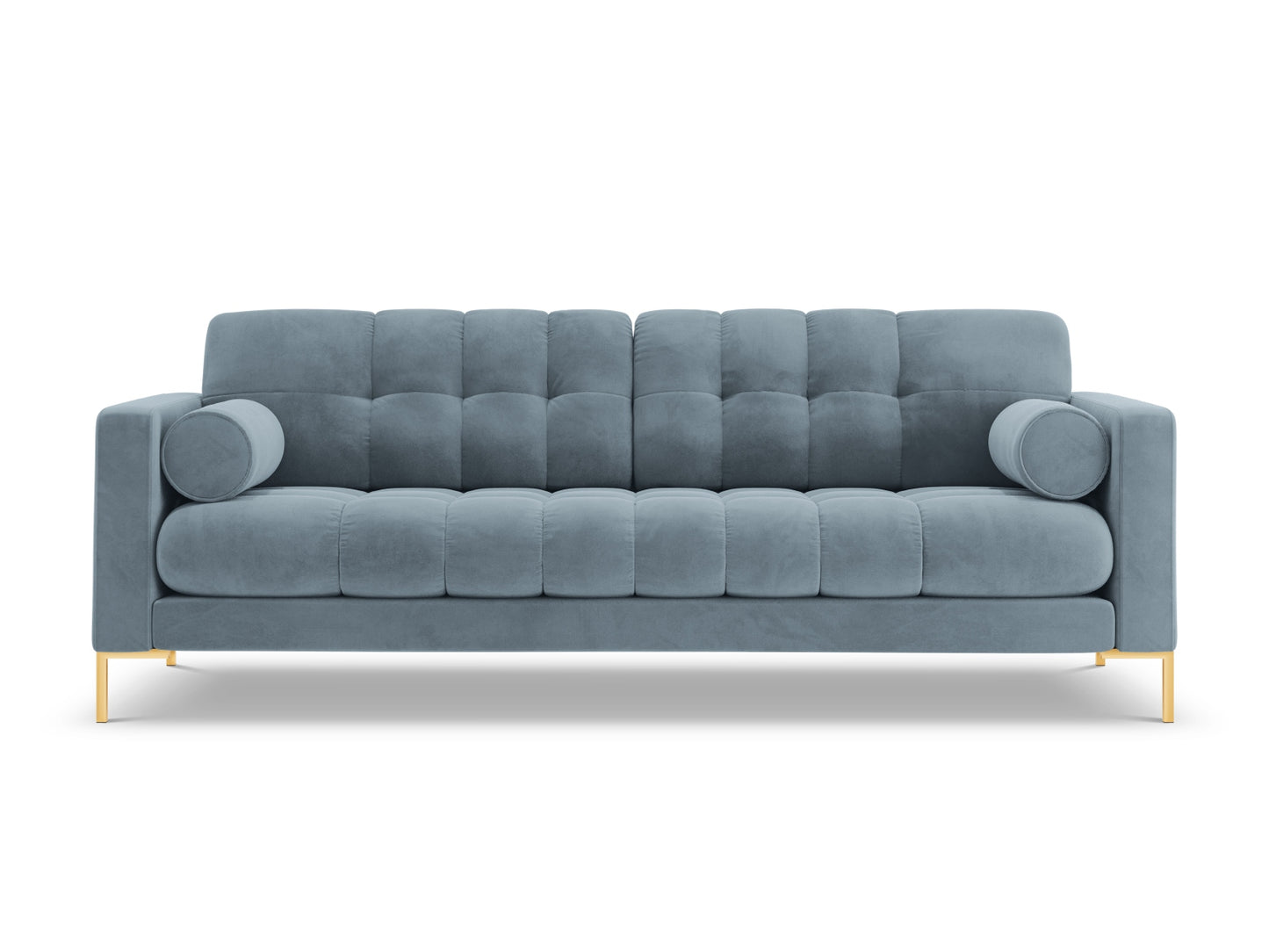 Bali Sofa, 3 Seats, 177x96 cm — Light Blue / Gold Metal