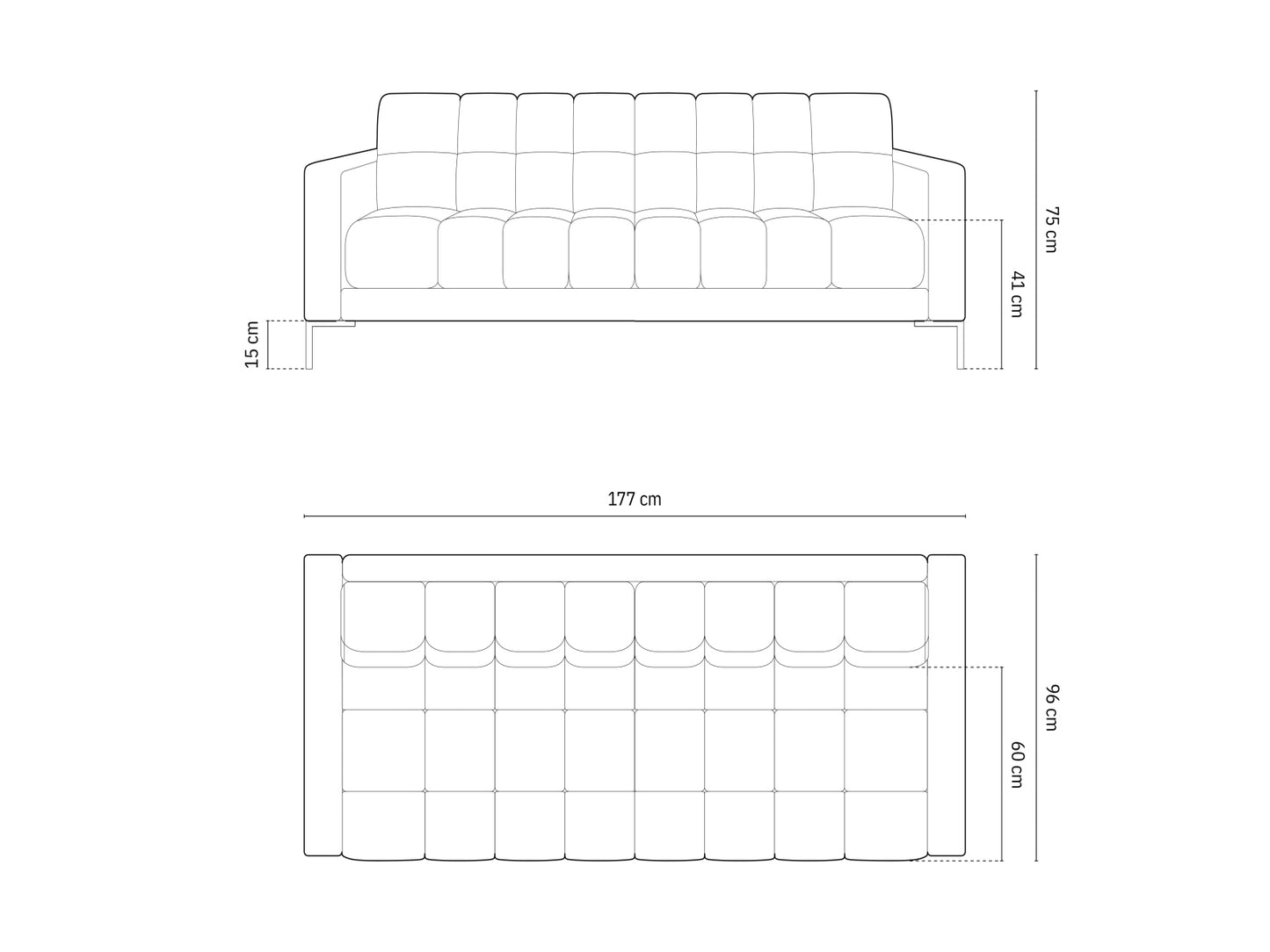 Bali Sofa, 3 Seats, 177x96 cm