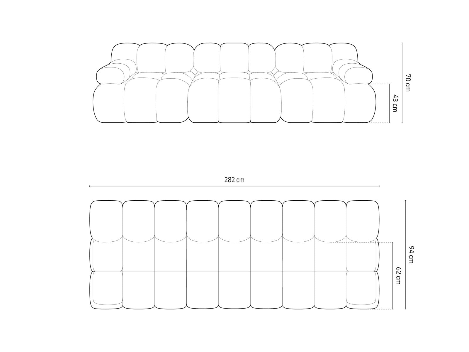 Cortina Modular Sofa, 3 Seats, 282x94 cm