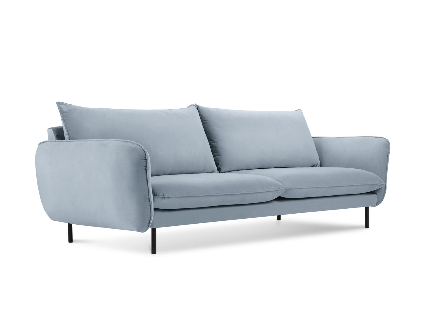 Vienna Sofa, 3 Seats, 200x92 cm — Light Blue / Black Metal