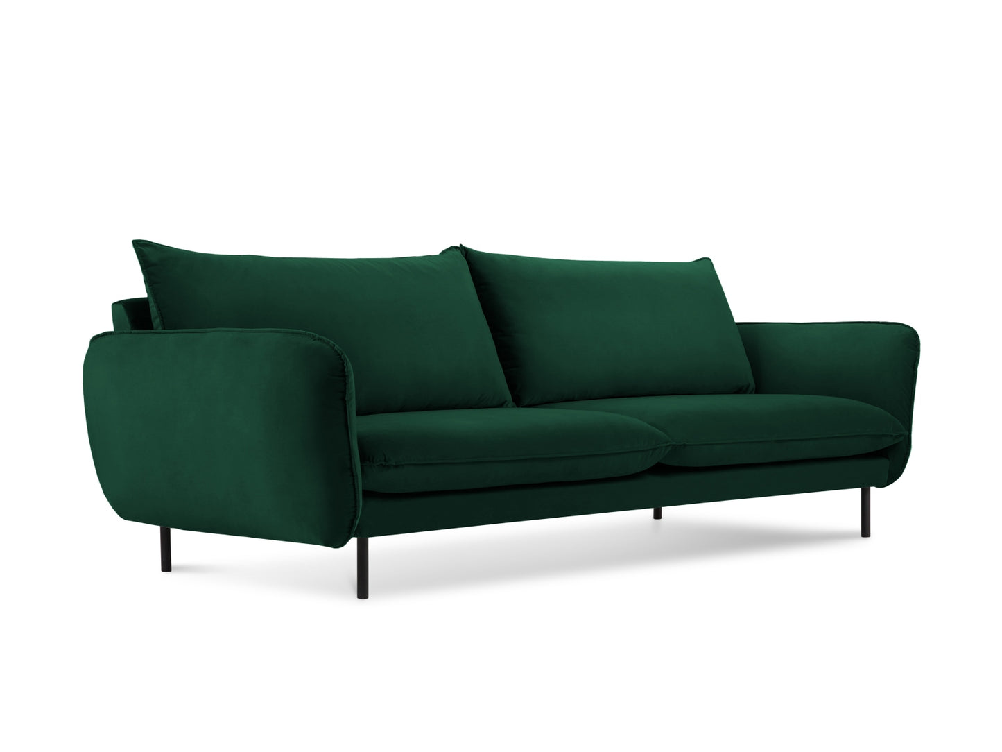 Vienna Sofa, 3 Seats, 200x92 cm — Bottle Green / Black Metal