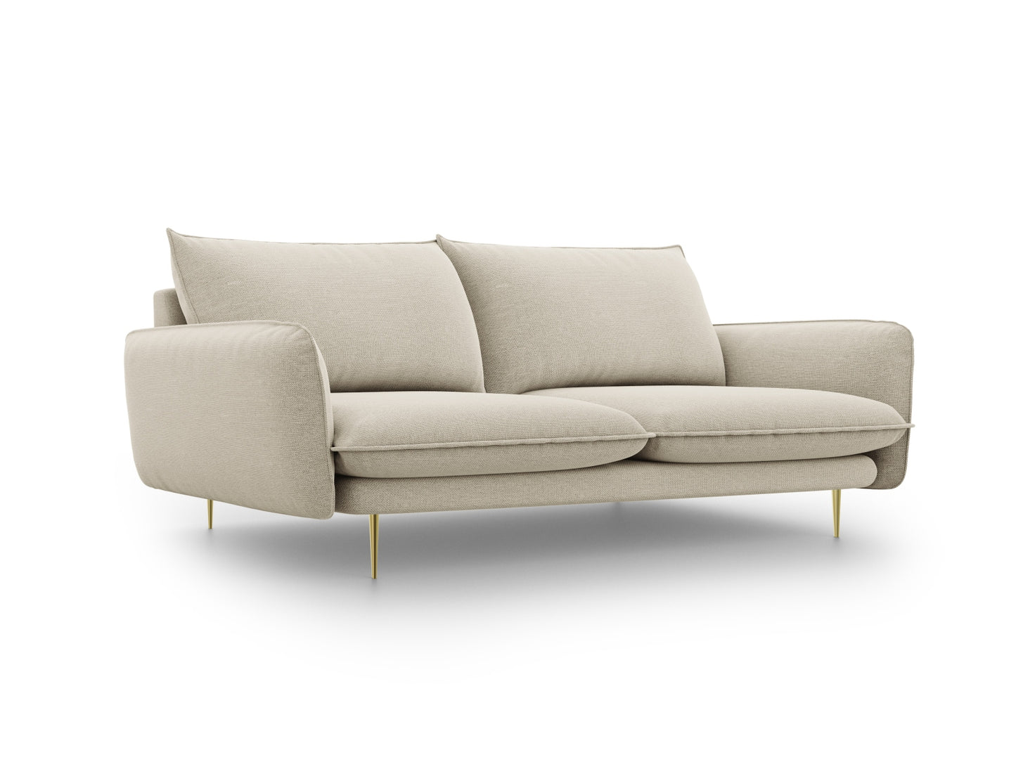 Vienna Sofa, 3 Seats, 200x92 cm — Beige / Gold Metal