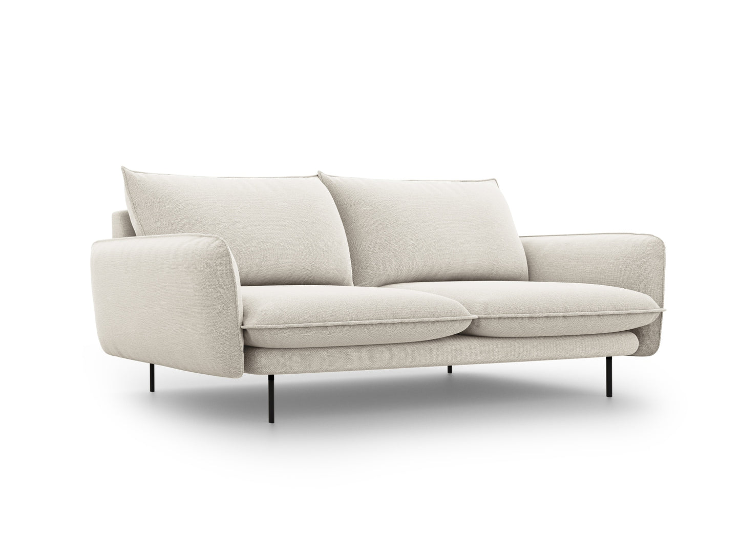 Vienna Sofa, 3 Seats, 200x92 cm — Light Beige / Black Metal