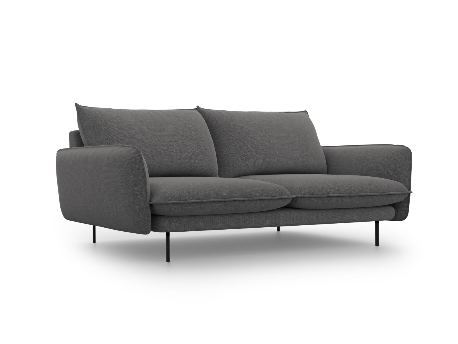 Vienna Sofa, 3 Seats, 200x92 cm — Dark Grey / Black Metal