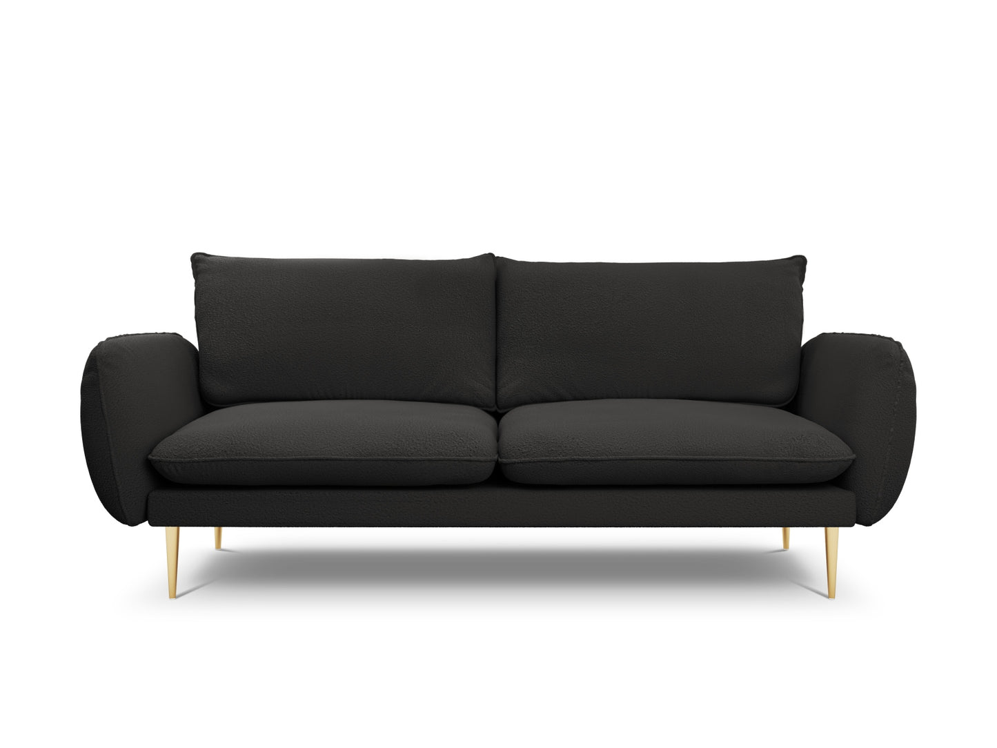 Vienna Sofa, 3 Seats, 200x92 cm — Black / Gold Metal