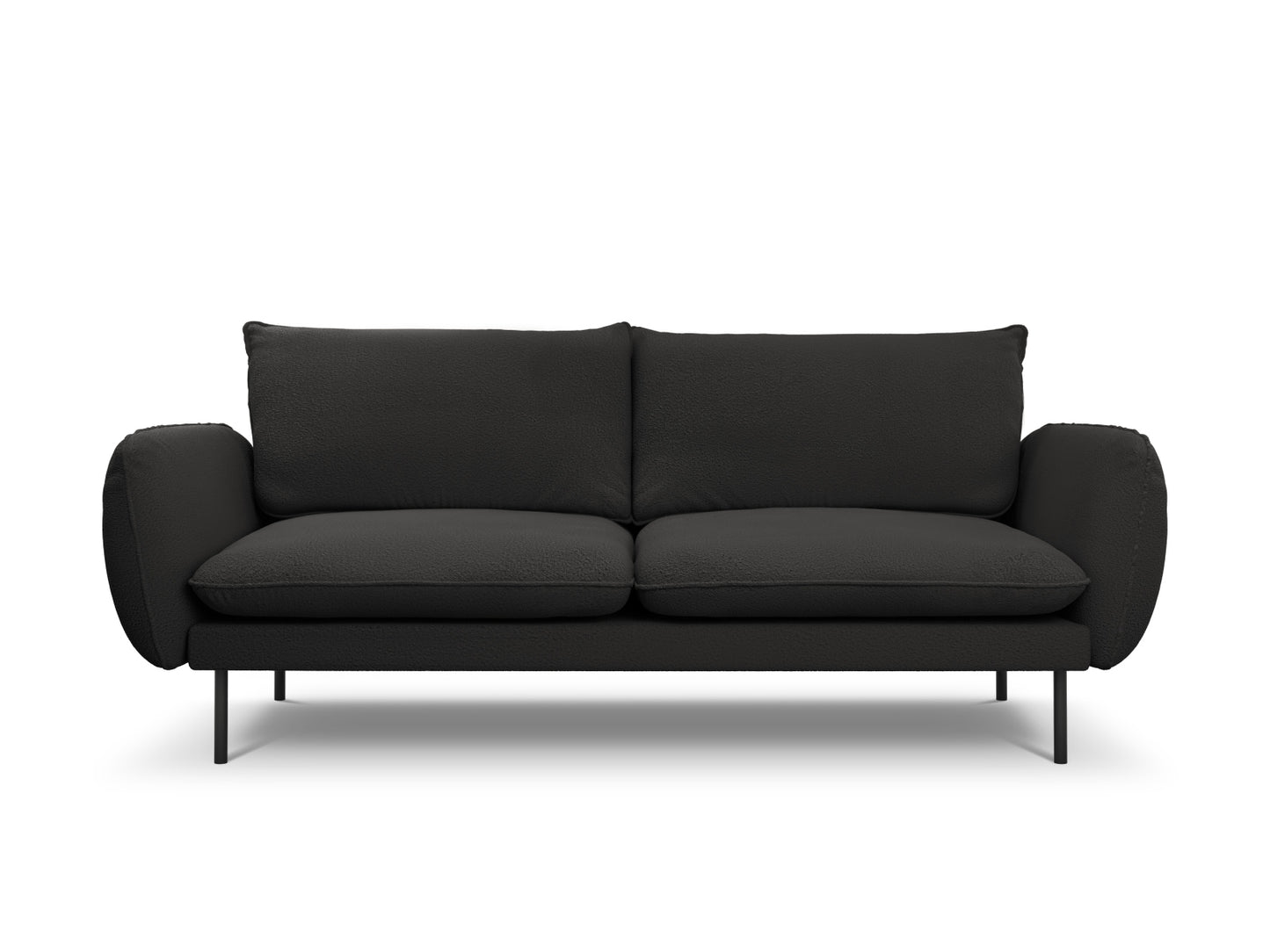 Vienna Sofa, 3 Seats, 200x92 cm — Black / Black Metal