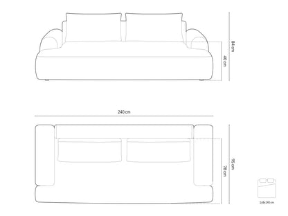 Calma Sofa With Bed Function And Box, 4 Seats, 250x100 cm