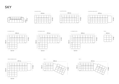 Sky Modular Sofa, 4 Seats, 297x102 cm