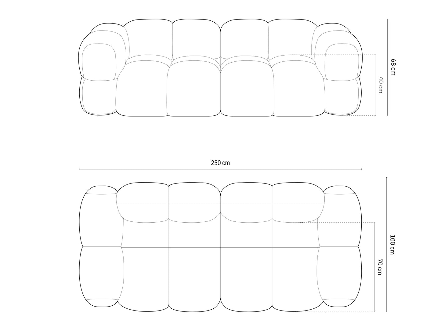Loretto Sofa, 4 Seats, 250x100 cm