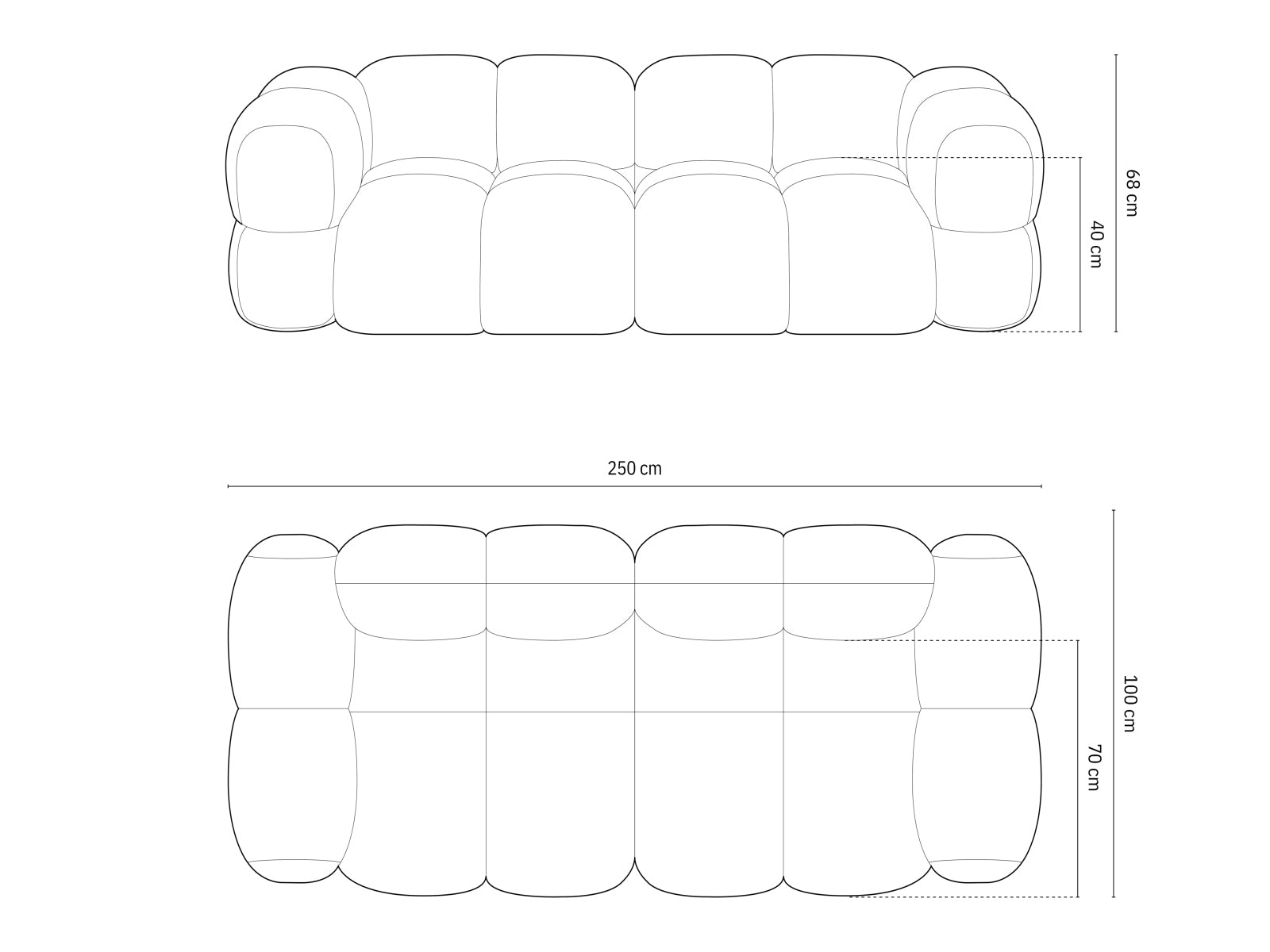 Loretto Sofa, 4 Seats, 250x100 cm