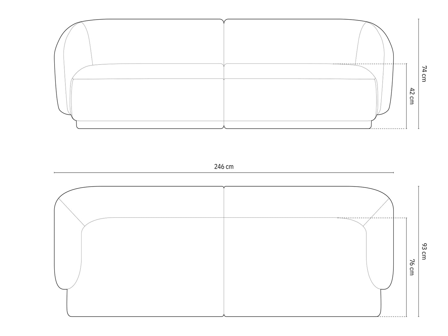Gomera Sofa, 4 Seats, 246x93 cm